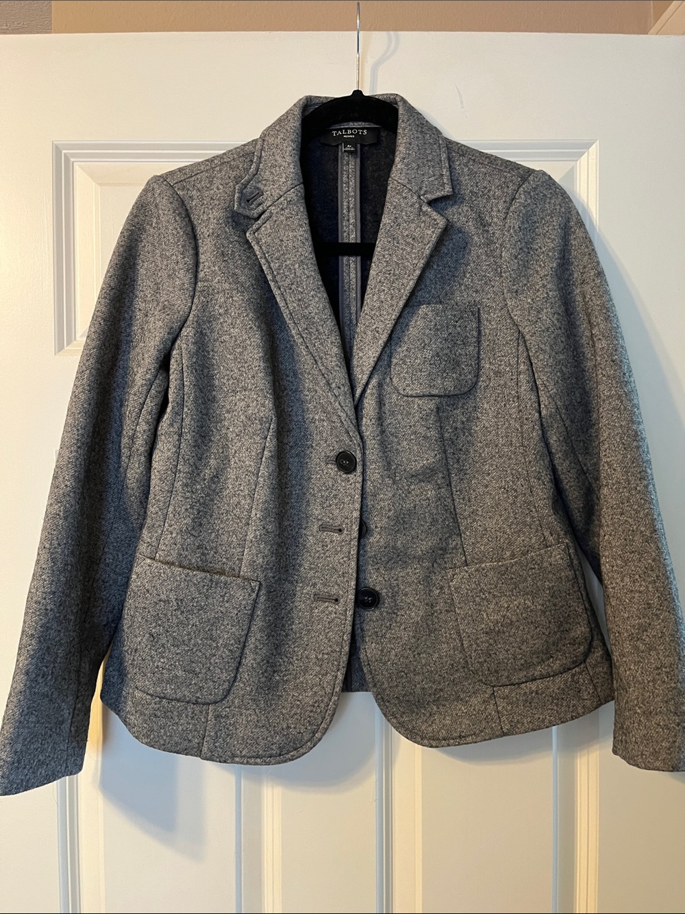 Talbots Heather Gray Wool-Blend Notch Lapel Blazer